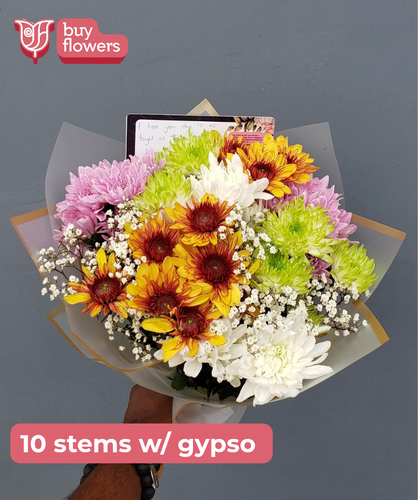 Mixed Coloured Chrysanthemums /Gypso thumbnail view 9 - BuyFlowers Nigeria