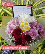 Mixed Coloured Chrysanthemums /Gypso thumbnail view 5 - BuyFlowers