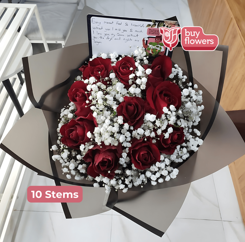 Red Roses/Gypso thumbnail view 15 - BuyFlowers Nigeria