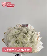 White Chrysanthemums/Gypso thumbnail view 4 - BuyFlowers