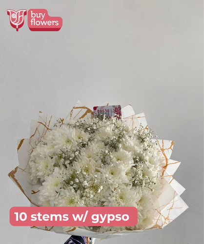 White Chrysanthemums/Gypso thumbnail view 4 - BuyFlowers Nigeria