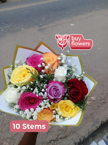 Mixed Colored Roses/Gypso thumbnail view 3 - BuyFlowers Nigeria