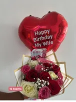 Red Roses w/ Gypso Deluxe Combo thumbnail view 12 - BuyFlowers