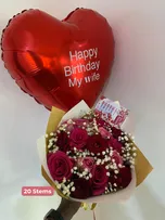 Red Roses w/ Gypso Deluxe Combo thumbnail view 4 - BuyFlowers