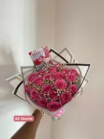 Pink Roses/Gypso thumbnail view 2 - BuyFlowers