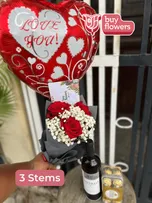 Red Roses w/ Gypso Deluxe Combo thumbnail view 8 - BuyFlowers