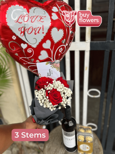 Red Roses w/ Gypso Deluxe Combo thumbnail view 7 - BuyFlowers Nigeria