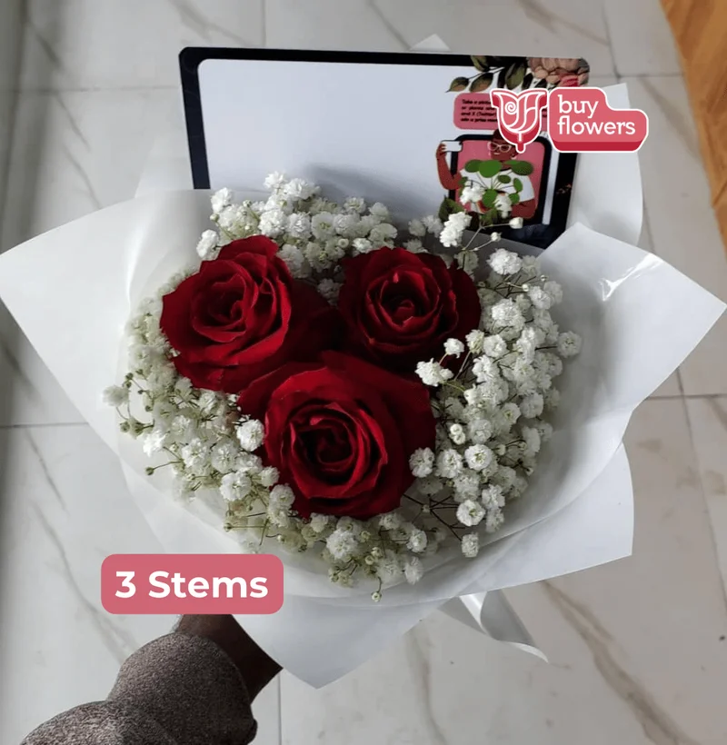Red Roses/Gypso - Fresh flower delivery | Buy online at BuyFlowers