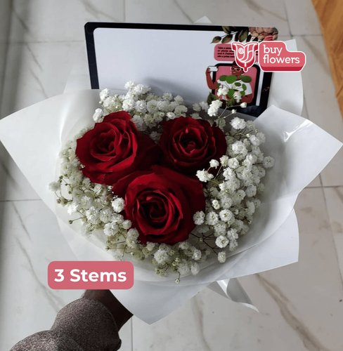 Red Roses/Gypso thumbnail view 13 - BuyFlowers Nigeria