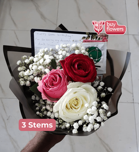 Mixed Colored Roses/Gypso thumbnail view 4 - BuyFlowers Nigeria
