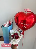 Red Roses w/ Gypso Deluxe Combo thumbnail view 7 - BuyFlowers