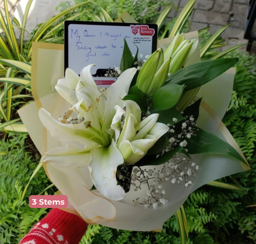 White Lilies/Gypso/Greenery thumbnail view 7 - BuyFlowers Nigeria
