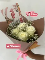 White Roses/Gypso thumbnail view 3 - BuyFlowers