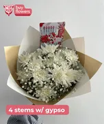 White Chrysanthemums/Gypso thumbnail view 3 - BuyFlowers