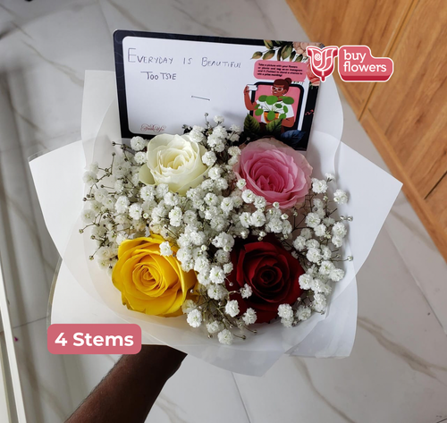 Mixed Colored Roses/Gypso thumbnail view 2 - BuyFlowers Nigeria