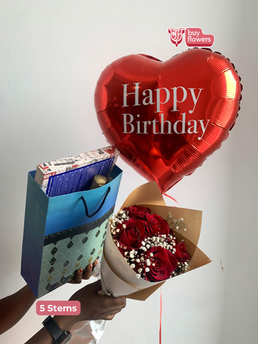 Red Roses w/ Gypso Deluxe Combo thumbnail view 5 - BuyFlowers Nigeria