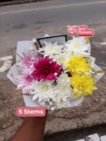 Mixed Coloured Chrysanthemums /Gypso thumbnail view 4 - BuyFlowers