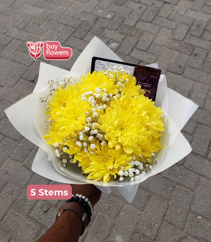 Yellow Chrysanthemums/Gypso thumbnail view 2 - BuyFlowers Nigeria