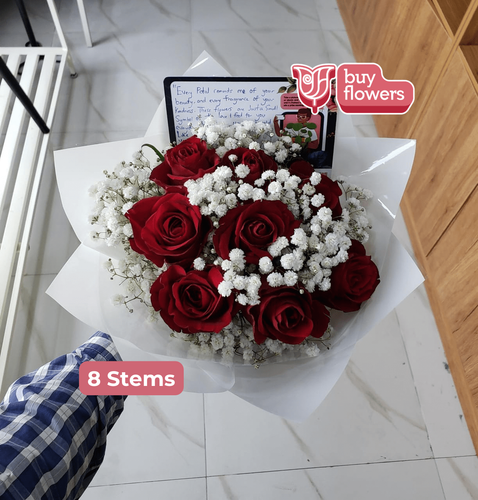 Red Roses/Gypso thumbnail view 14 - BuyFlowers Nigeria