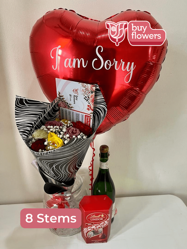 Red Roses w/ Gypso Deluxe Combo thumbnail view 8 - BuyFlowers Nigeria