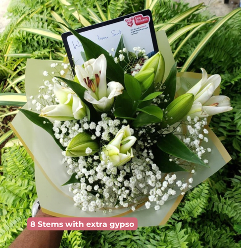 White Lilies/Gypso/Greenery thumbnail view 2 - BuyFlowers Nigeria