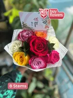 Mixed Colored Roses/Greenery thumbnail view 2 - BuyFlowers