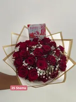 Red Roses/Gypso thumbnail view 2 - BuyFlowers