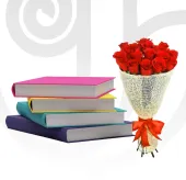 Red Roses & Book Voucher Combo