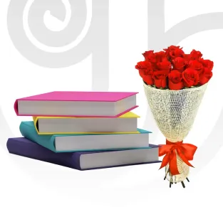 Red Roses & Book Voucher Combo