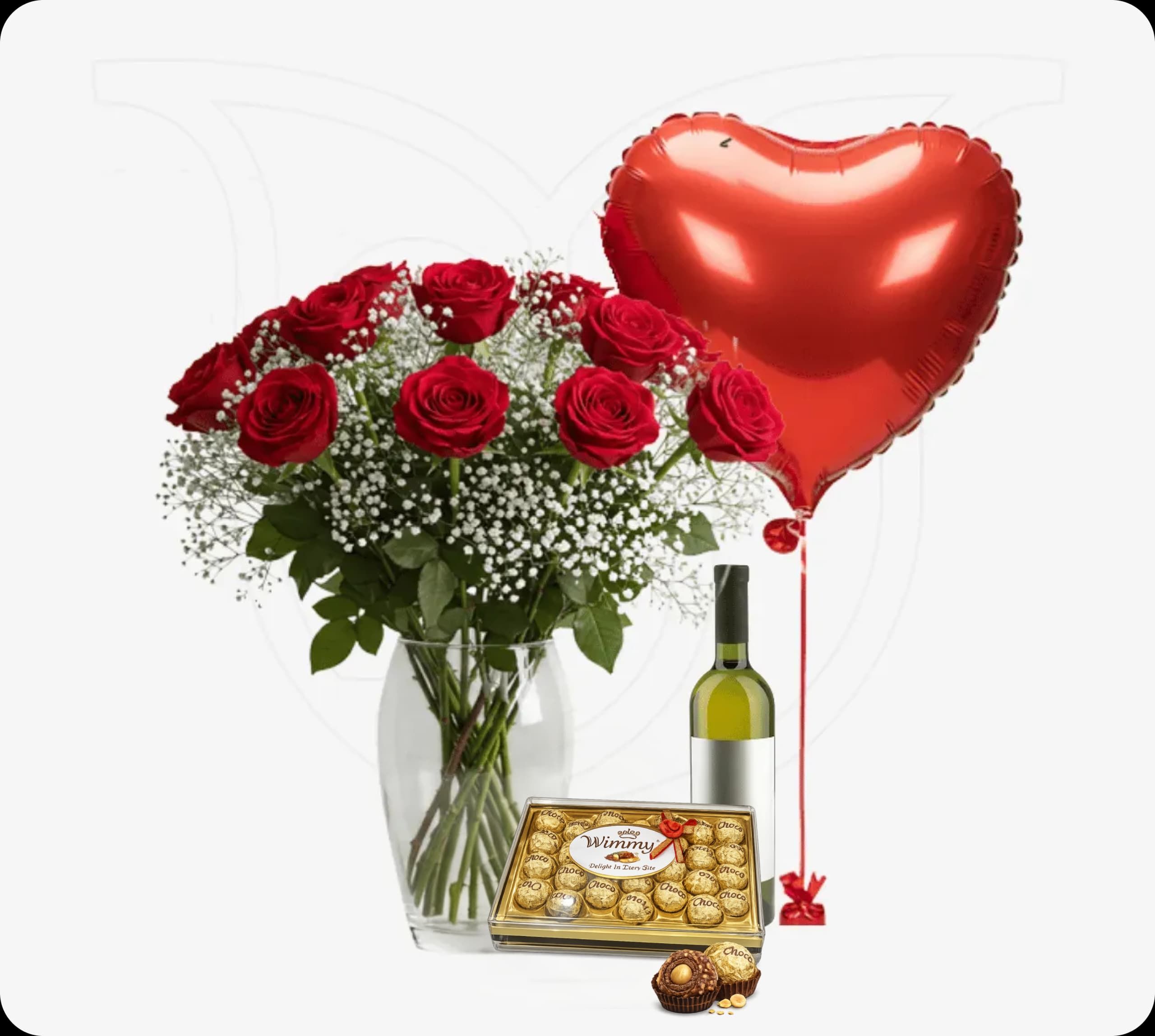 Red Roses w/ Gypso Deluxe Combo - Fresh flower delivery Nigeria | Order online from BuyFlowers