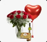 Red Roses w/ Gypso Deluxe Combo thumbnail view 1 - BuyFlowers