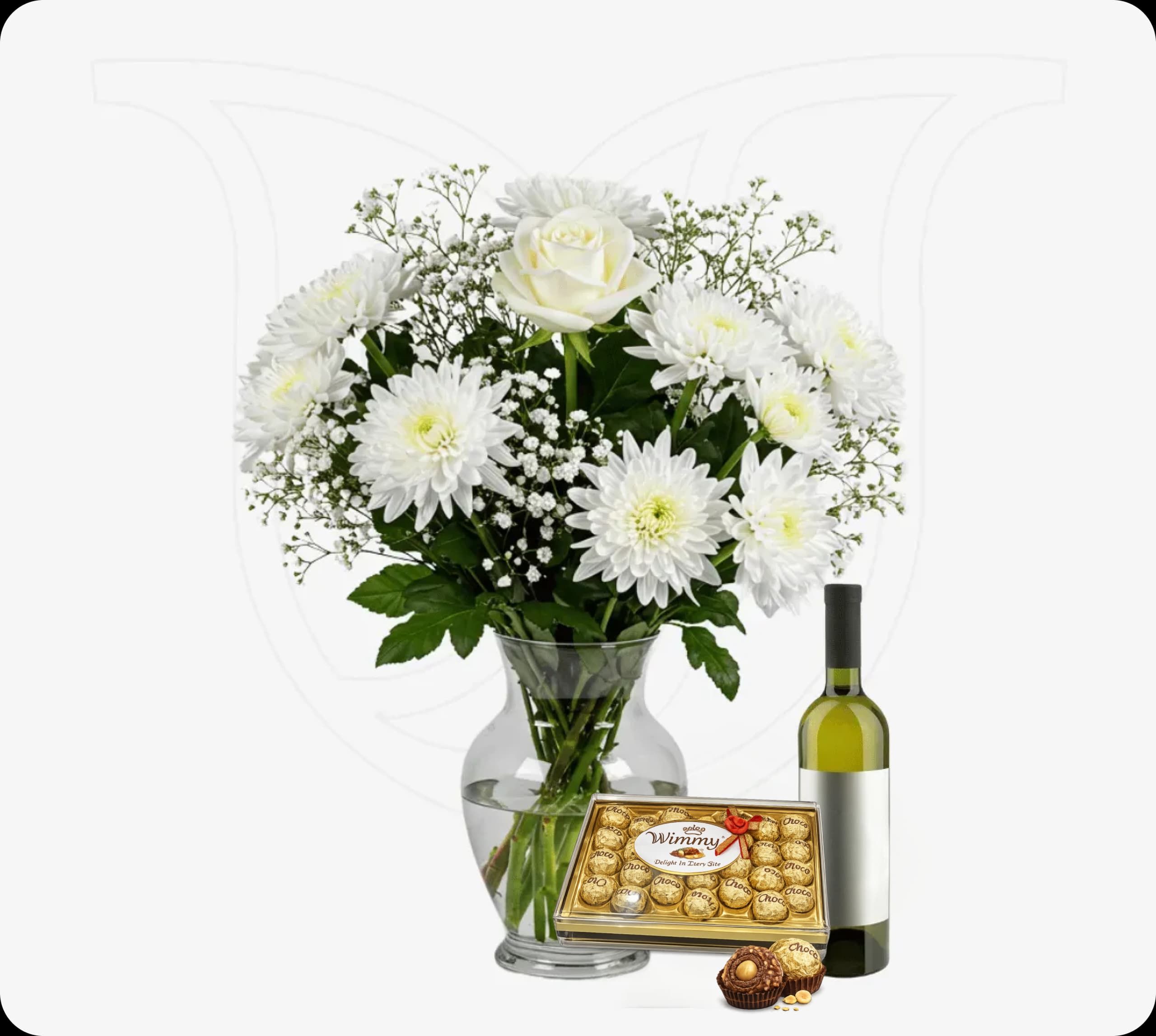 White Rose/ Chrysanthemums Midi Combo