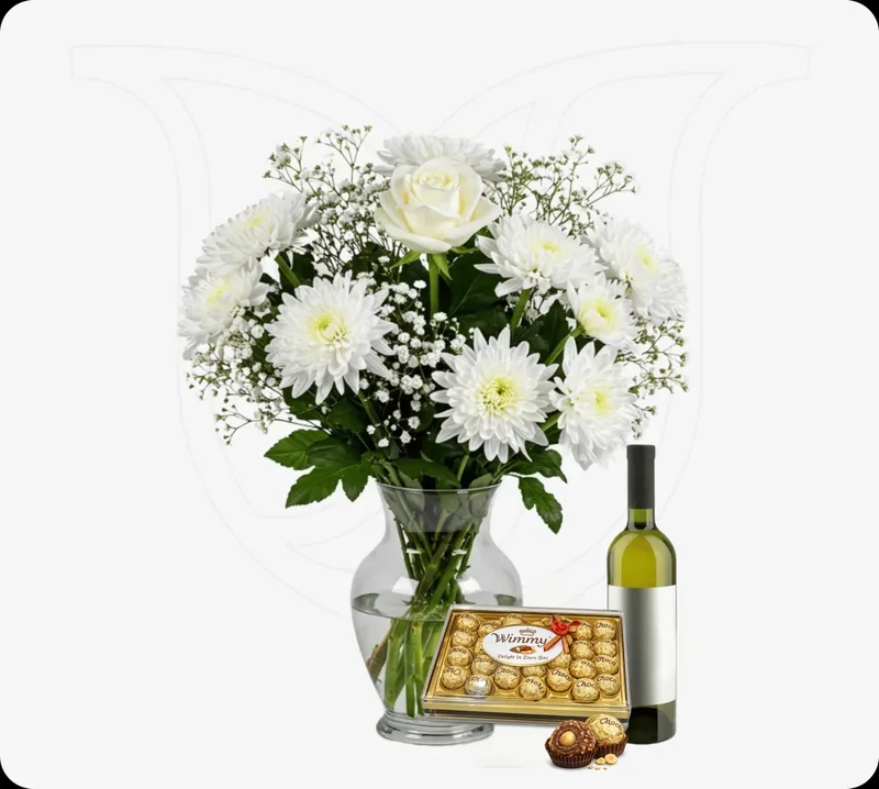 White Rose/ Chrysanthemums Midi Combo - Fresh flower delivery | Buy online at BuyFlowers