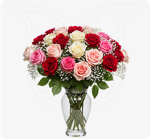 Mixed Colored Roses/Gypso thumbnail view 1 - BuyFlowers Nigeria