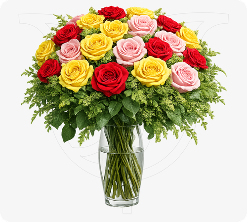 Mixed Colored Roses/Greenery thumbnail view 1 - BuyFlowers Nigeria