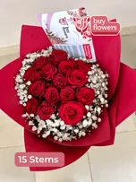 Red Roses/Gypso thumbnail view 6 - BuyFlowers
