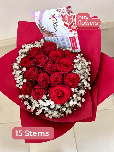 Red Roses/Gypso thumbnail view 6 - BuyFlowers Nigeria
