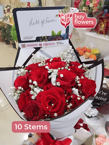 Red Roses/Gypso thumbnail view 11 - BuyFlowers Nigeria