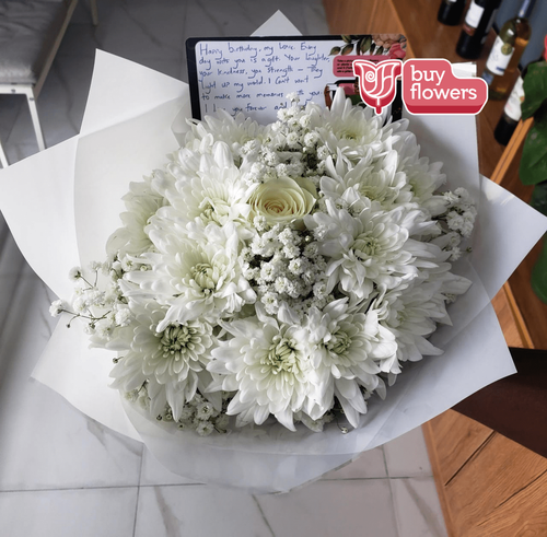White Rose / Chrysanthemums / Gypso thumbnail view 8 - BuyFlowers Nigeria