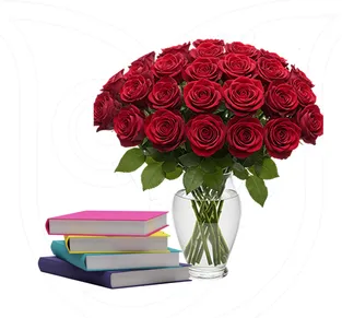 Red Roses & Book Voucher Combo