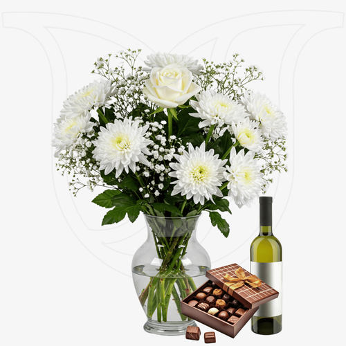 White Rose/ Chrysanthemums Midi Combo thumbnail view 1 - BuyFlowers Nigeria