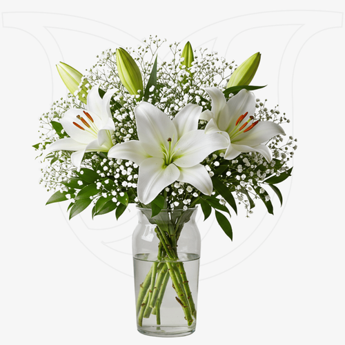 White Lilies/Gypso/Greenery thumbnail view 1 - BuyFlowers Nigeria