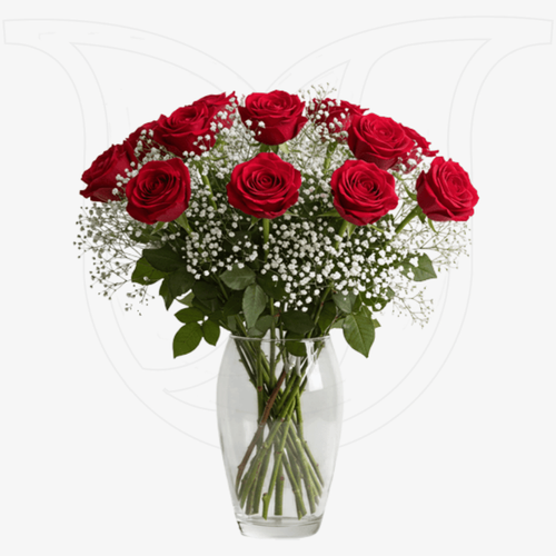 Red Roses/Gypso thumbnail view 1 - BuyFlowers Nigeria